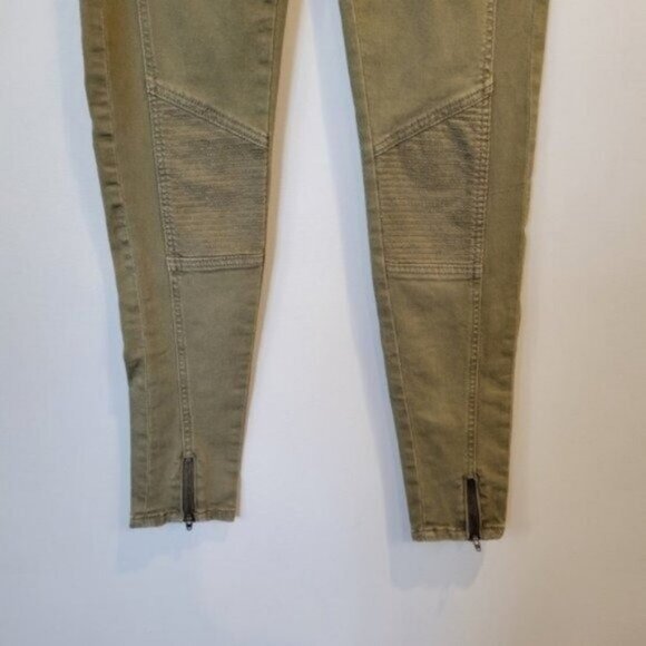 Zara | Z1975 Denim Zipper Ankle Moto Skinny Jeans Green Gray - Picture 6 of 7